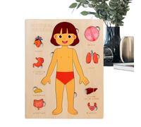 Human Anatomy Puzzle, Wooden Science Toys, Educational Body Puzzle Toy for Childrens Boys Girls Students Classroom Learning School Teaching Present, Kids, 8.98x7.09x0.39 pulgadas
