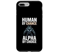 Human by Chance Alpha by Choice Cool Funny Alpha Wolf Meme Carcasa para iPhone 7 Plus/8 Plus