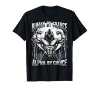 Human by Chance Alpha by Choice Funny Wolf Meme Gráfico Camiseta