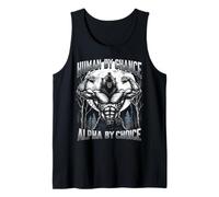 Human by Chance Alpha by Choice Funny Wolf Meme Gráfico Camiseta sin Mangas