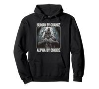Human by Chance Alpha by Choice Hombre Lobo Halloween Fuerza Sudadera con Capucha