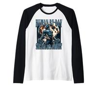 Human by Day Sigma De Noche Divertido Alfa Hombre Lobo Cringe Broma Camiseta Manga Raglan