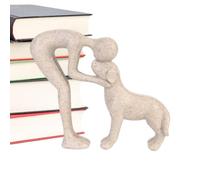 Human Dog Sculpture - Abstract Head-to-Head Figurine - Pet Memorial Decor