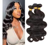 Human Hair Bundles Extensiones de cabello humano Ondulado Body Wave Unprocessed Brazilian Virgin Raw Weave Weft Bundles Human Hair Extensions for Women Natural Black 16 18 20 Inches 210g