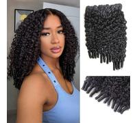 Human Hair Bundles Extensions Extensiones de cabello humano Burmese Curly Bundles Human Hair Water Wave with Spiral Curly End Weave Unprocessed Brazilian Virgin Hair Natural Black 8 10 12 Inches 210g