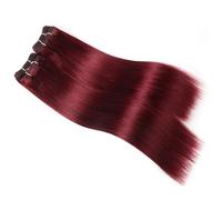 Human Hair Bundles Straight Hair 4 Bundles Deal 190 Grams Per Packet Human Hair Remy Extension Easy Installation and Removal(Wine red,12 12 14 14)