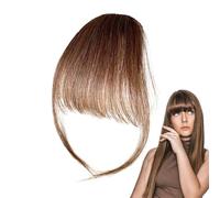 Human Hair Clip In Bangs - Real Hair Average Size | Women Clip On Fringe Wig Bangs, Natural Looking Hairs Extensions With Temples, Easy Wear Hairpiece For Styling | Fashion Use
