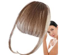 Human Hair Clip On Bangs - Smooth Natural Shade Fringe, Neat Full Bang Add