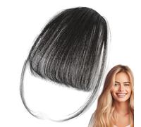 Human Hair Clip On Bangs - Smooth Natural Shade Fringe, Neat Full Bang Add