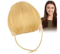 Human Hair Clip On Bangs - Smooth Natural Shade Fringe, Neat Full Bang Add
