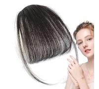 Human Hair Clip On Bangs - Smooth Natural Shade Fringe, Neat Full Bang Add