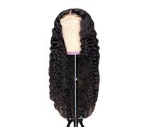 Human Hair Pre Plucked - Deep Wave Lace Front Wig Human Haiir | Humain Haiir Wigs for Women | Natural Black 13x4 HD Transparent Lace, 180% Density Glueless Wig with Baby Hair, Soft & Full