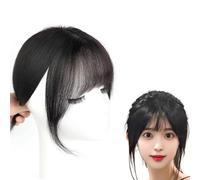 Human Hair Toppers for Mujeres Flequillo Francés Hair Clip 360° 3D Cubre Extensiones De Cabello 25cm Clip En Piezas De Pelo for Las Mujeres Todos Los Días(Black)