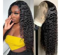 Human Hair Wig Deep Wave Curly Peluca de cabello humano encaje Rizado 13×4 Lace Front Wigs Human Hair for Women 180% Density HD Lace Closure Wigs for Women Pre Plucked Natural Color 24 Inches
