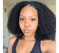 Human Hair Wigs Curly Hair Wigs 10A Headband Wigs for Women 20 Inch Glueless None Lace Front Wig 180% Density Brazilian Curly Wave Half Wig