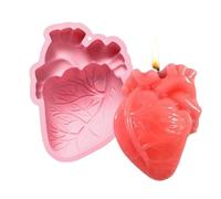 Human Heart Mold, 3D Brain Molds, Silicone Resin Tray, Four-Cavity Layout, Non-Stick Material, Perfect for Soap Clay Jelly Chocolate Muffin Pudding Halloween Supplies, 6.42x5.08x1.26 inches