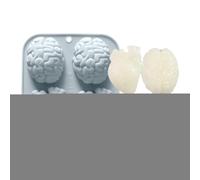 Human Heart Silicone Mold, 4-Cavity 3d Brain Mold, Non-Stick Craft Molding Tool, Durable Creative Shape Maker for Soap Crafting, Clay Modeling, Jelly Desserts, Chocolate Treats, Pudding Muffins