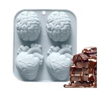Human Heart Silicone Mold - 4-Cavity 3D Brain Molds for Handmade Epoxy Resin Crafts, Design Not Tick with Versatile Crafting Function, Molds Tool for Soap, Clay, Jelly, Chocolate, Muffin, Pudding