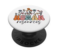 Human Resources Wildflowers, Vintage Retro Floral HR PopSockets PopGrip Adhesivo