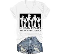 Human Rights are Not Negotiable Camiseta de derechos humanos con cuello en V, camiseta de igualdad de derechos civiles, blanco, S