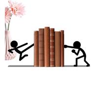 Human Shaped Metal Stopper, Black Ends Divider, 5.4 Inches Bookshelf Support with Non Slip Base, Solid Steel Book Support, Bracket with Modern Finish, Desk Organizer for School Library