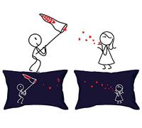 Human Touch, Kiss Catcher - Fundas de almohada románticas para él y ella, color azul