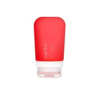 humangear GoToob+ (mediano) | Botella de viaje de silicona recargable | Tapa de bloqueo | Material seguro para alimentos | Rojo, mediano (2.5 onzas líquidas; 74 ml)
