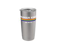 Humano Kind Be Both Gay Pride LGBTQ Ally Rainbow Vaso térmico de acero inoxidable de doble pared