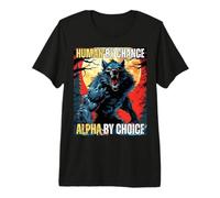 Humano por casualidad Alfa por Elección Lobo Meme Y2K Extraño Cringy Camiseta Premium