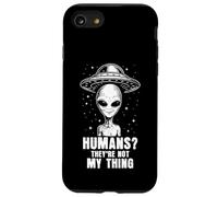 ¿Humanos? No es lo mío Gracioso Alien Meme Social Ansiedad Carcasa para iPhone SE (2020) / 7 / 8
