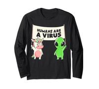 Humanos y un Virus Alien & Cow Cute Buddies Banner EduEly Manga Larga