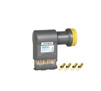 Humax Gold Quattro LNB, LNB universal de satélite digital para funcionamiento multiinterruptor, incluyendo filtro LTE, carcasa resistente a la intemperie y conectores F para una mejor recepción de