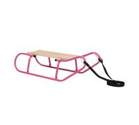 HUMBAKA Trineo de metal - Paseo estable y seguro - Acero de alta calidad y madera de haya - 84 cm con cuerda - Trineo clásico para niños y adultos de hasta 75 kg (rosa)
