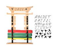 humberboat Wall Karate Belt Display Rack with Medal Hanger and Stickers, Martial Arts Belt Display Holder, 8 Belt Taekwondo Belt Belt Display Hanging Holder for Kids and Adults-Brown