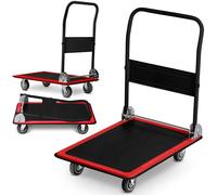 Humberg Carro de Transporte Plegable con Asa Carga 300 kg 90 x 87 x 60 cm Negro Rojo