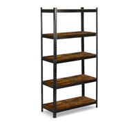 Humberg Estantería de Metal para Cargas Pesadas, soporta hasta 875 kg, 5 estantes, Esquinas Redondeadas, 180 x 90 x 40 cm, Color Negro y marrón