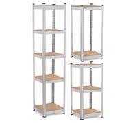 Humberg - Estantería Resistente de Metal, sótano, Garaje, almacén, Equipo de Taller, Estante de Herramientas, con 5 estantes de MDF - Estante de Pared - Estante sin Tornillos - De pie - Alto - 180 x