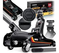 Humberg Gato hidráulico para Coche, Perfil bajo, 2,5T, 80-360 mm, 2 Almohadillas de Goma, Color Negro