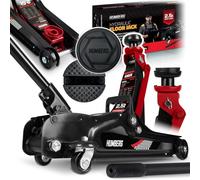 Humberg Gato hidráulico para coche HM-380 2,5 t Perfil bajo 80-360 mm 2 almohadillas Negro/Rojo