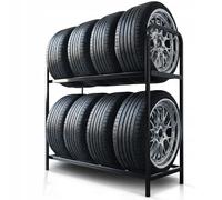 Humberg Soporte para Llantas y neumáticos 300 kg - Estantería de Metal Independiente para 8 Ruedas - Acero y Aluminio - para Garaje Taller sótano - 120 x 109 x 45 cm