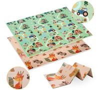 HUMBI Alfombra de juegos para bebé, espuma XPE, doble cara, plana, impermeable, tamaño extragrande, antideslizante, 180 x 200 cm, pueblo y bosque