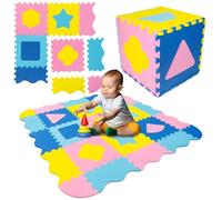 Humbi estera rompecabezas Espuma Eva para bebés y niños estera protectora estera de piscina 31,5 x 31,5 x 1 cm (amarillo, azul, rosa)