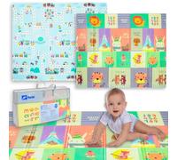 Humbi Play Mat Bebé Gatear Esterilla Plegable XPE Espuma Doble Cara Impermeable Tamaño 150x180x1cm Alfombra Alfombra Bebé Antideslizante Portátil (Animales/Calles)