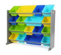 Humble Crew estantería Infantil, estantería organizadora de Juguetes con 16 Cajas, Gris/Azul/Verde/Amarillo