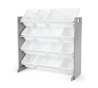 Humble Crew estantería Infantil Gris/Blanco: 12 Cajas Almacenamiento, Organiza Juguetes, diseño Moderno, Segura, Montaje rápido, Ideal para niños