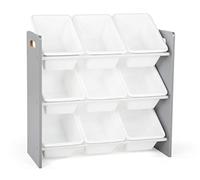 Humble Crew estantería para niños, estantería organizadora para juguetes con 9 cajas de almacenamiento, gris/blanco