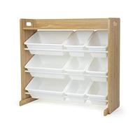 Humble Crew estantería infantil natural/blanco: 9 cajas almacenamiento, organiza juguetes, diseño fresco, segura, montaje rápido, perfecta para niños
