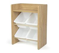 Humble Crew estantería Natural/Blanco: 4 Cajas Almacenamiento, Organiza Juguetes Infantiles, diseño Refinado, Segura, Montaje rápido, excelente niños