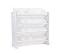 Humble Crew Estantería para Niños, Estantería Organizadora para Juguetes con 12 Cajas de Almacenamiento, Blanco/Blanco