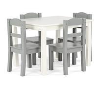 Humble Crew Juego Mesa y 4 sillas Madera Blanco/Gris: ingeniería Cocina, diseño Innovador, Seguro niños, fomenta imaginación, Montaje rápido, excelente Juego